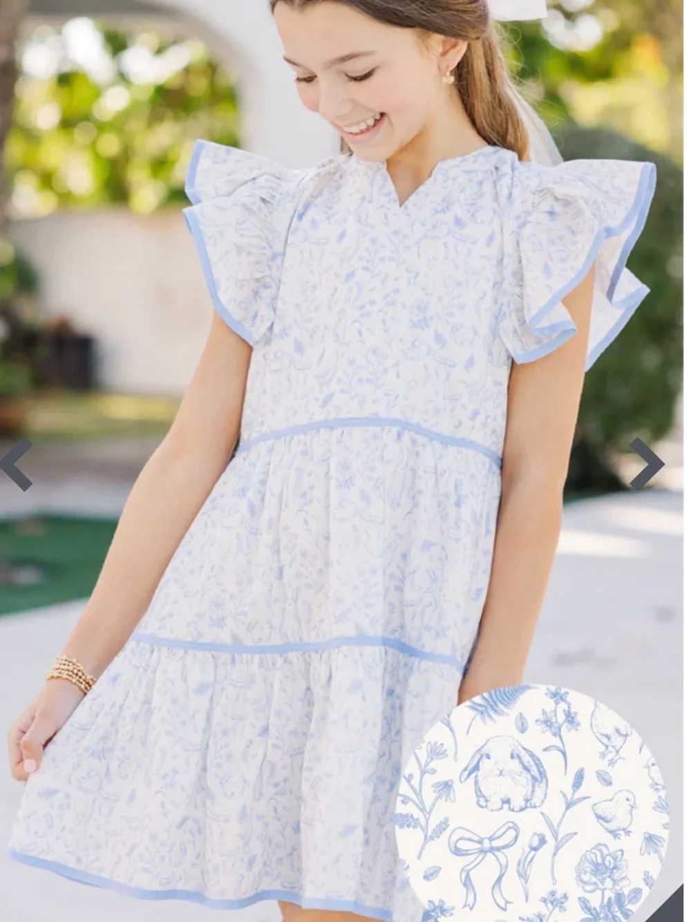 At This Time Light Blue Toile Dress